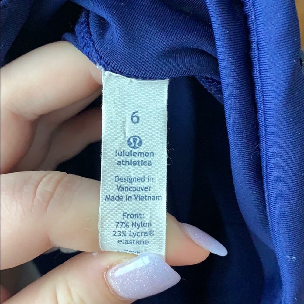 Blue lulu lemon leggings with sheer paneling